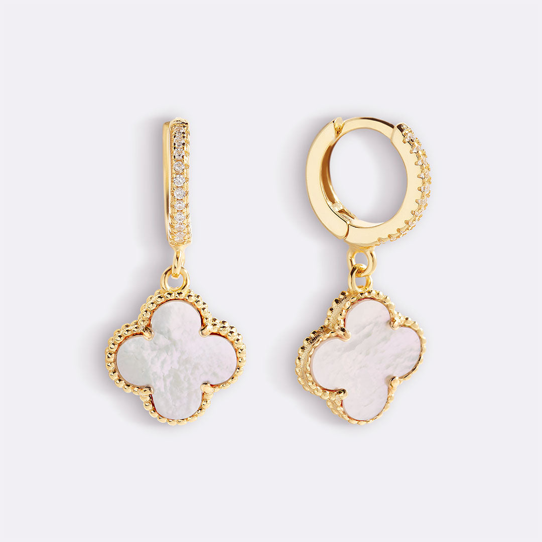 Pave Clover Drop Earrings