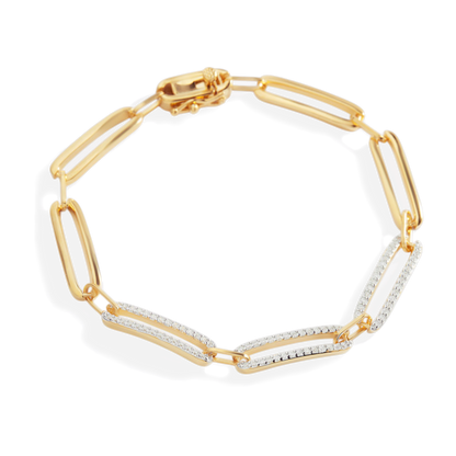Pave Diamond Paperclip Bracelet