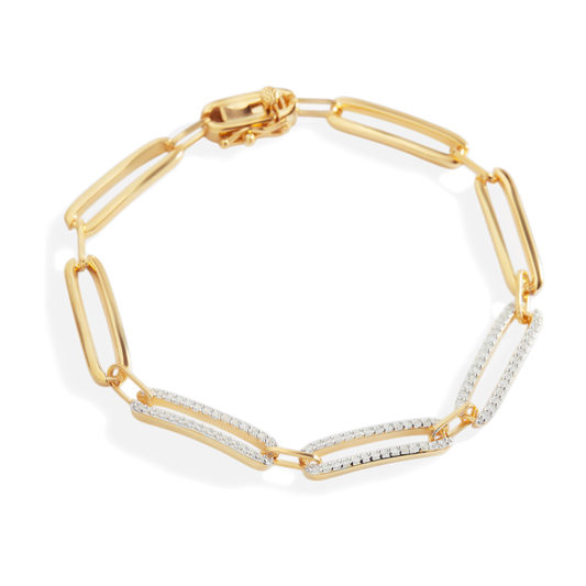 Pave Diamond Paperclip Bracelet