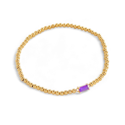 Gold Beaded Birthstone Bracelet