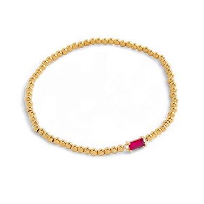 Gold Beaded Birthstone Bracelet