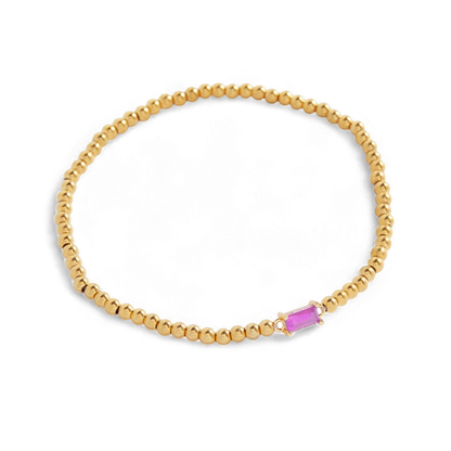 Gold Beaded Birthstone Bracelet