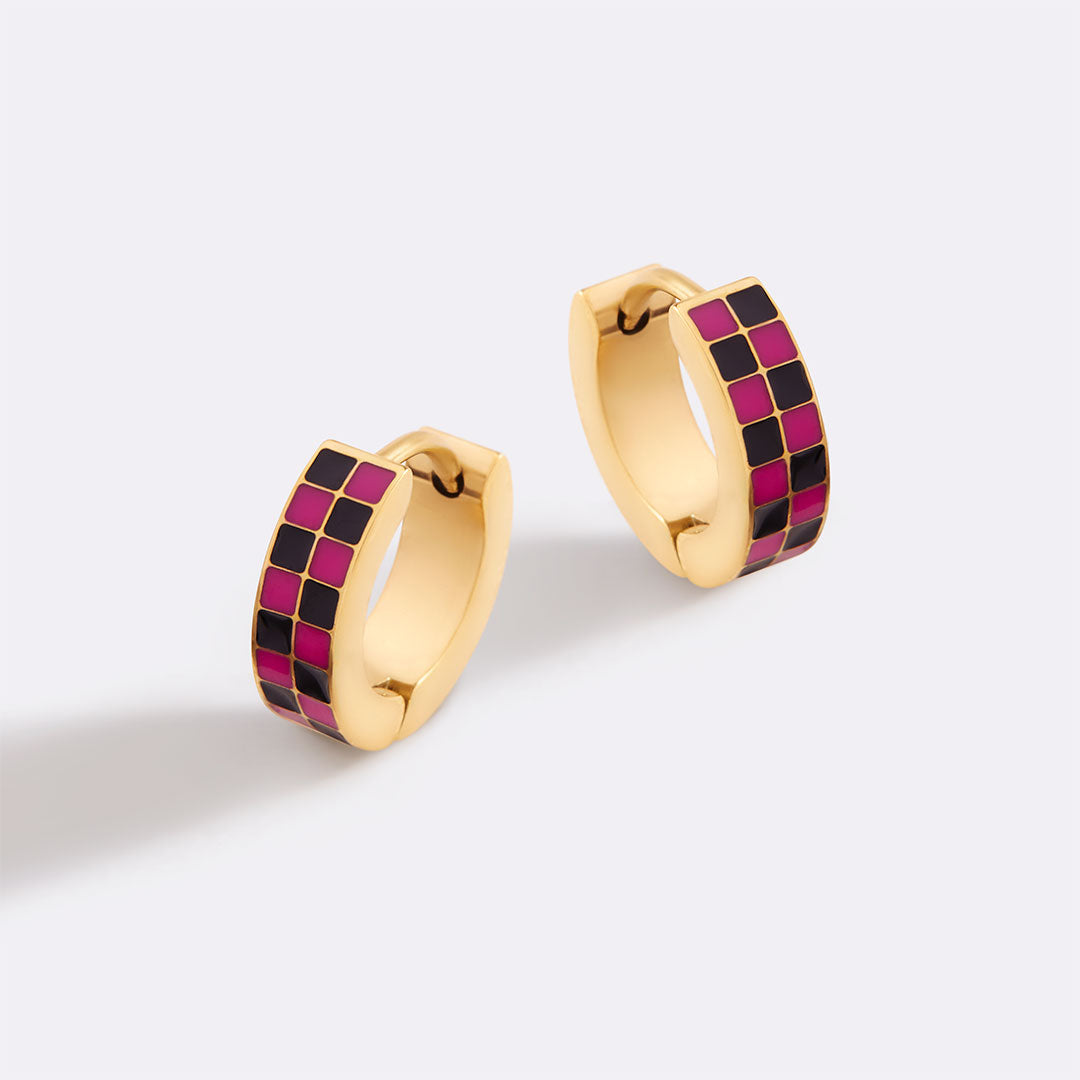 Checkered Hoop Earrings