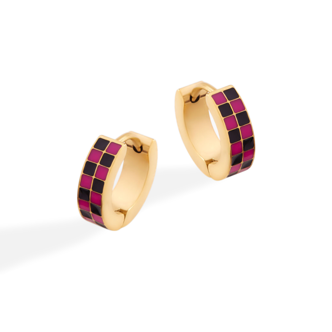 Checkered Hoop Earrings