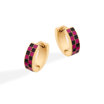 Checkered Hoop Earrings