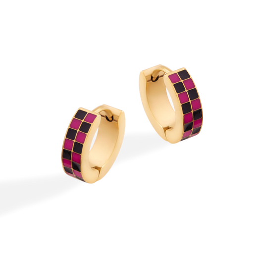 Checkered Hoop Earrings