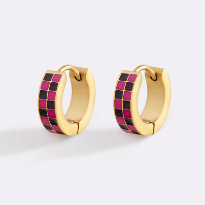 Checkered Hoop Earrings