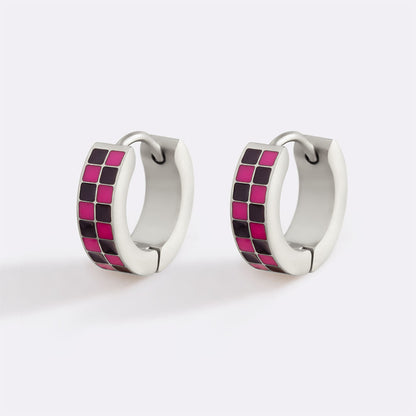 Checkered Hoop Earrings