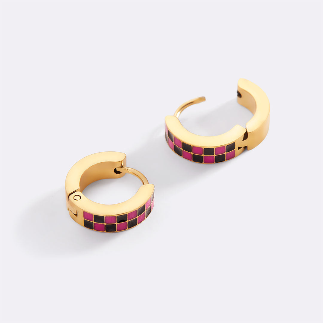 Checkered Hoop Earrings