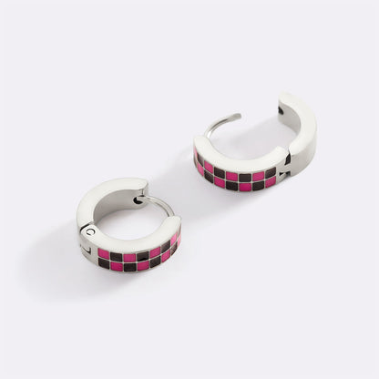 Checkered Hoop Earrings