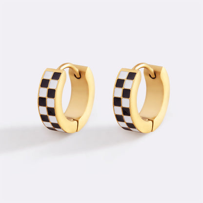 Checkered Hoop Earrings