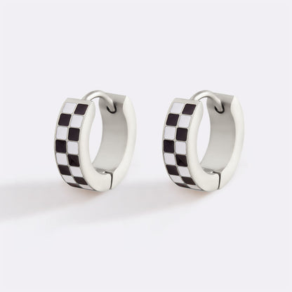 Checkered Hoop Earrings