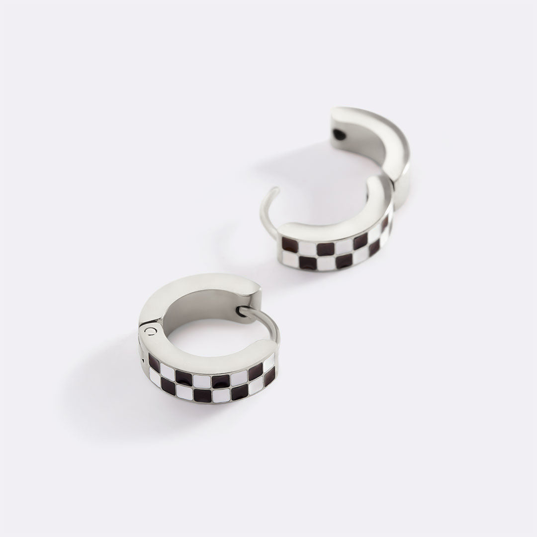 Checkered Hoop Earrings