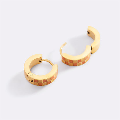 Checkered Hoop Earrings