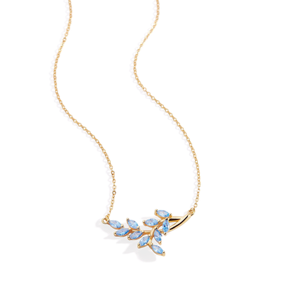 Birthstone Leaf Pendant Necklace