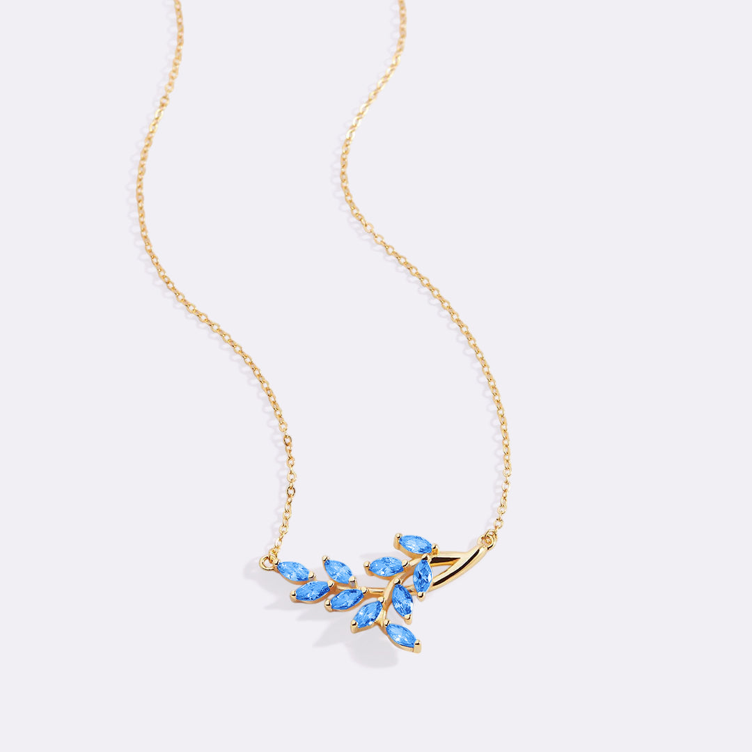 Birthstone Leaf Pendant Necklace