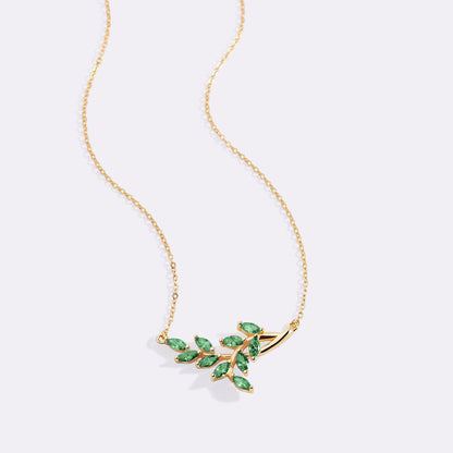 Birthstone Leaf Pendant Necklace