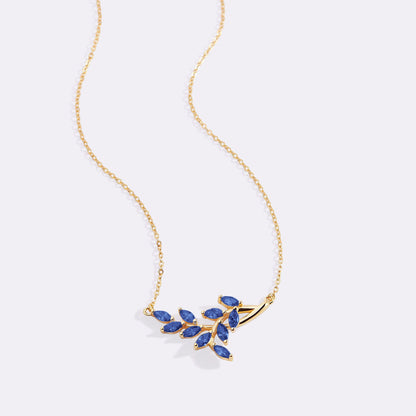 Birthstone Leaf Pendant Necklace