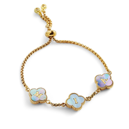 Colorful Clover Custom Name Bracelet