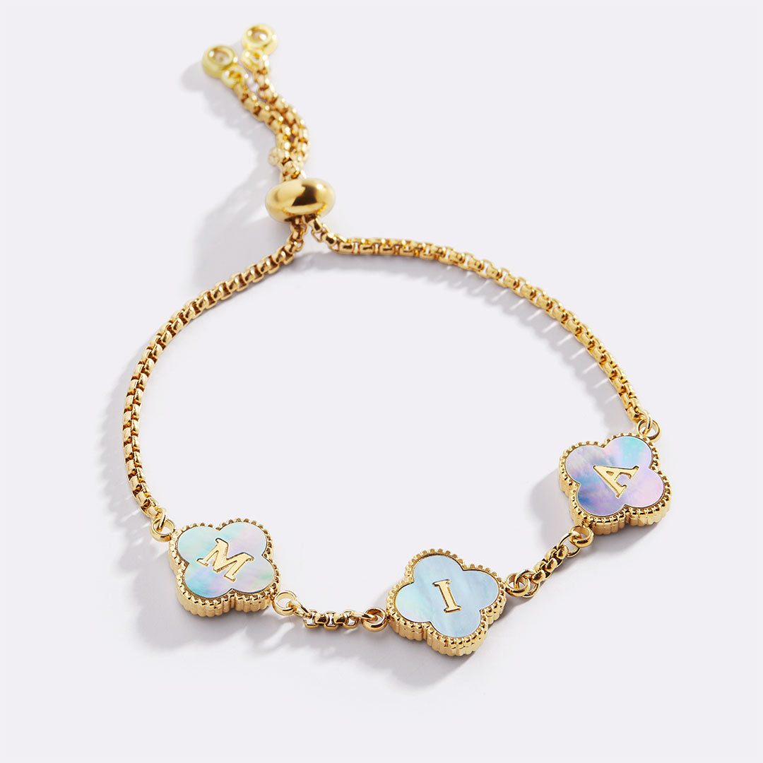 Colorful Clover Custom Name Bracelet