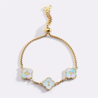 Colorful Clover Custom Name Bracelet