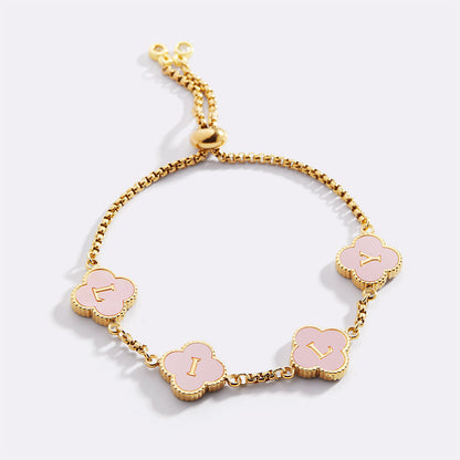 Colorful Clover Custom Name Bracelet