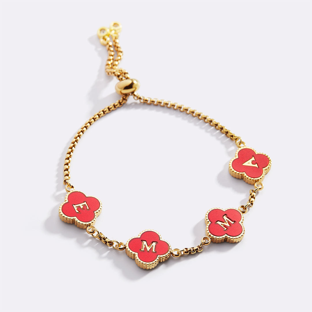 Colorful Clover Custom Name Bracelet