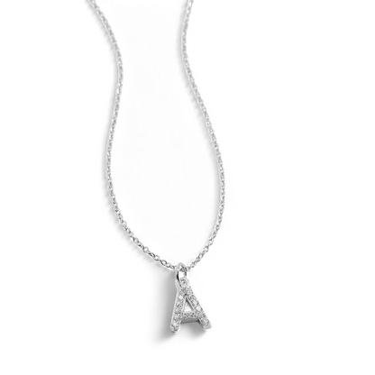 Sterling Silver Pavé Uppercase Initial Necklace