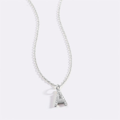 Sterling Silver Pavé Uppercase Initial Necklace