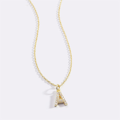Gold Pavé Uppercase Initial Necklace