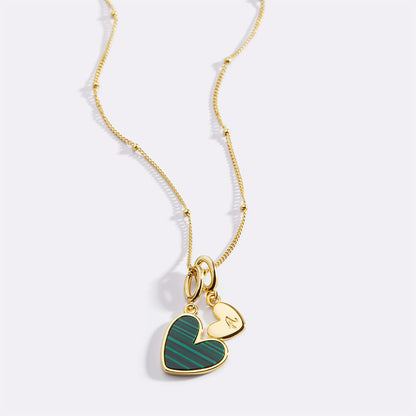 Malachite Heart Initial Necklace