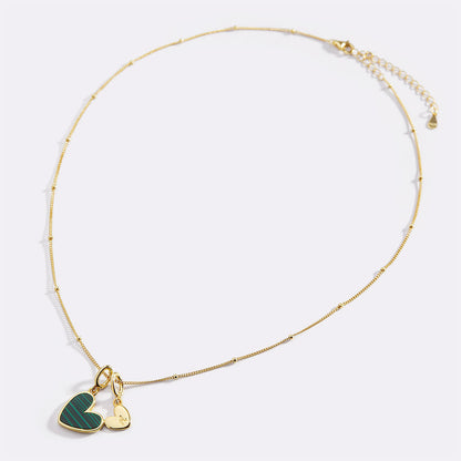 Malachite Heart Initial Necklace
