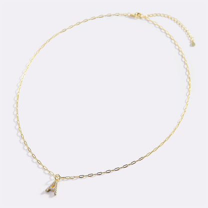 Gold Pavé Uppercase Initial Necklace