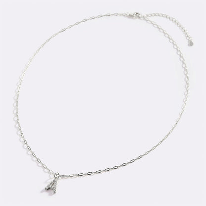 Sterling Silver Pavé Uppercase Initial Necklace