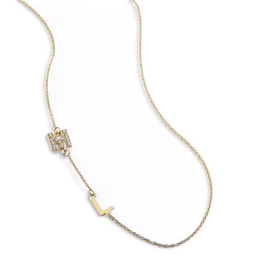 Custom Diamond & Gold 2 Initial Necklace