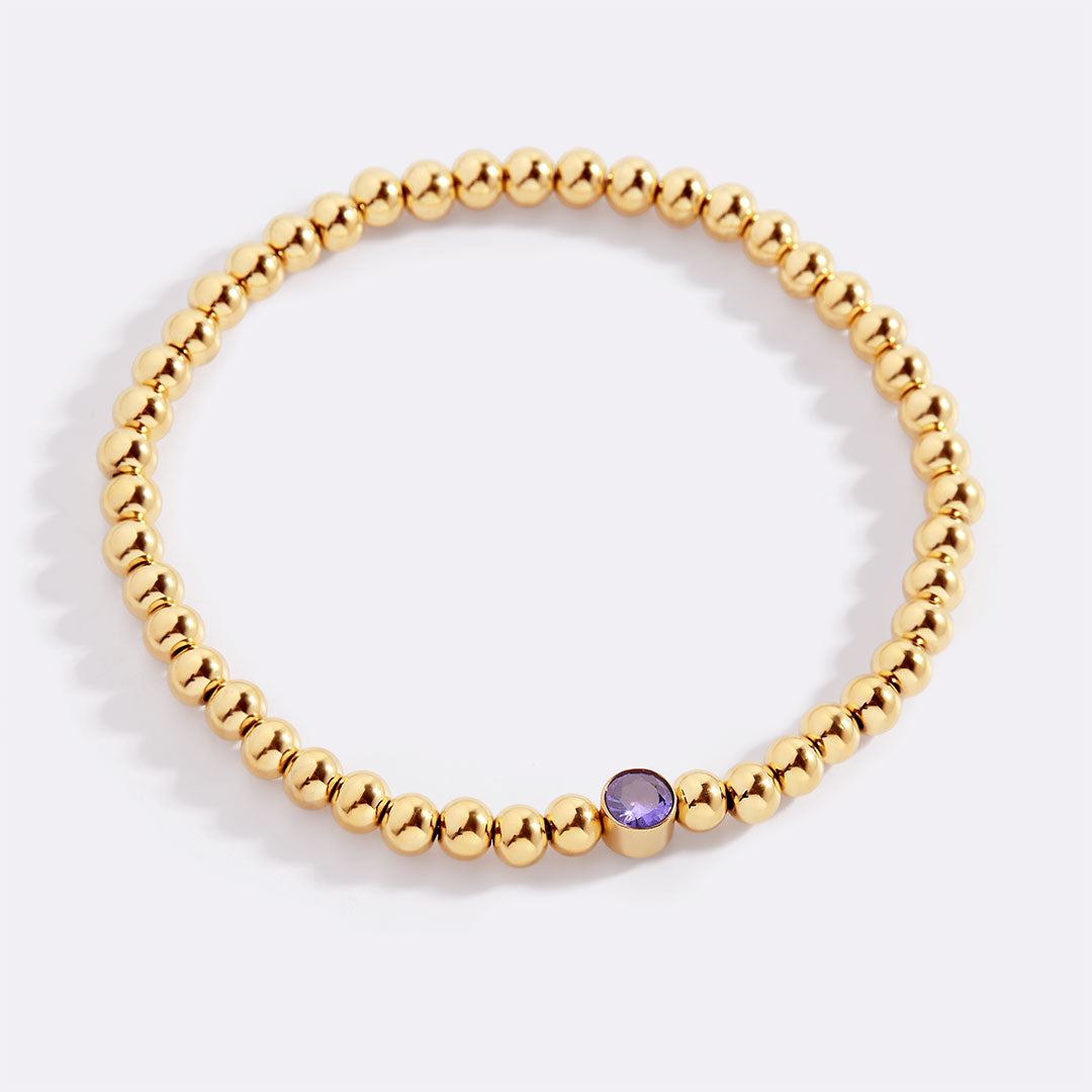 Gold Beaded Bubble Birthstone Bracelet
