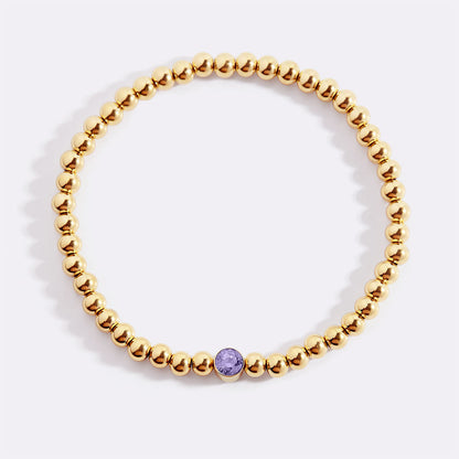 Gold Beaded Bubble Birthstone Bracelet