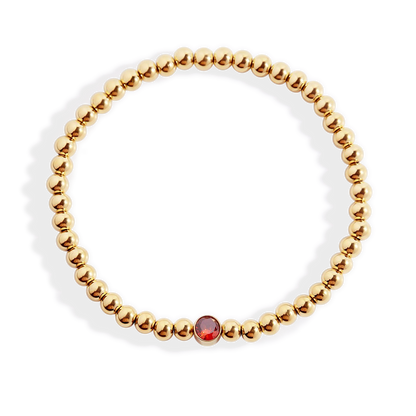 Gold Beaded Bubble Birthstone Bracelet