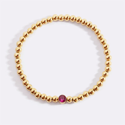 Gold Beaded Bubble Birthstone Bracelet