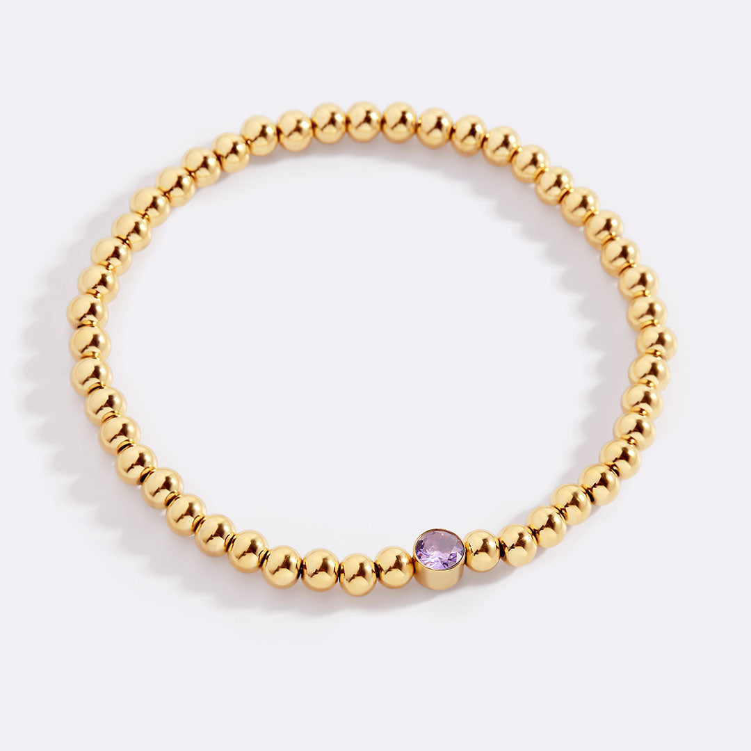 Gold Beaded Bubble Birthstone Bracelet
