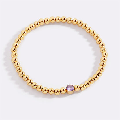 Gold Beaded Bubble Birthstone Bracelet