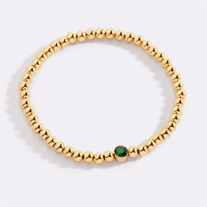 Gold Beaded Bubble Birthstone Bracelet