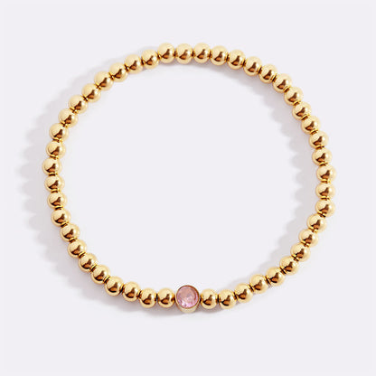 Gold Beaded Bubble Birthstone Bracelet
