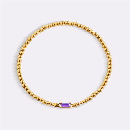Gold Beaded Birthstone Bracelet
