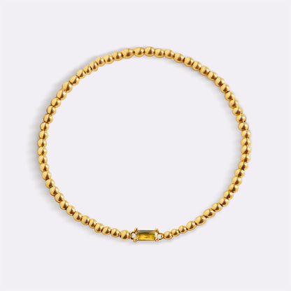 Gold Beaded Birthstone Bracelet