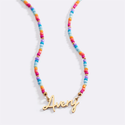 Beach Vibes Beaded Fairy Name Necklace