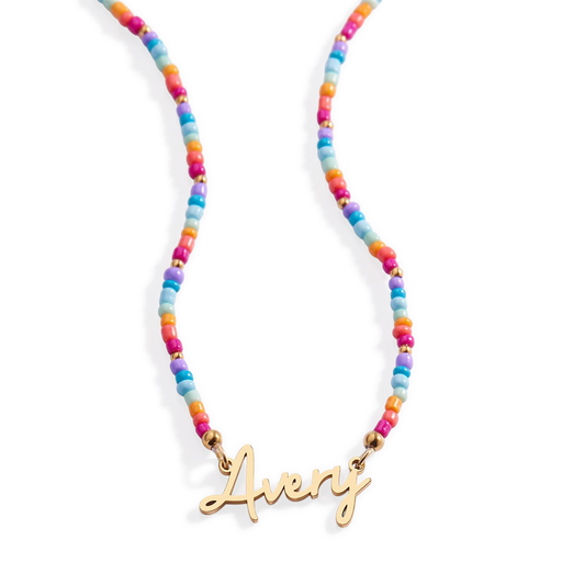 Beach Vibes Beaded Fairy Name Necklace