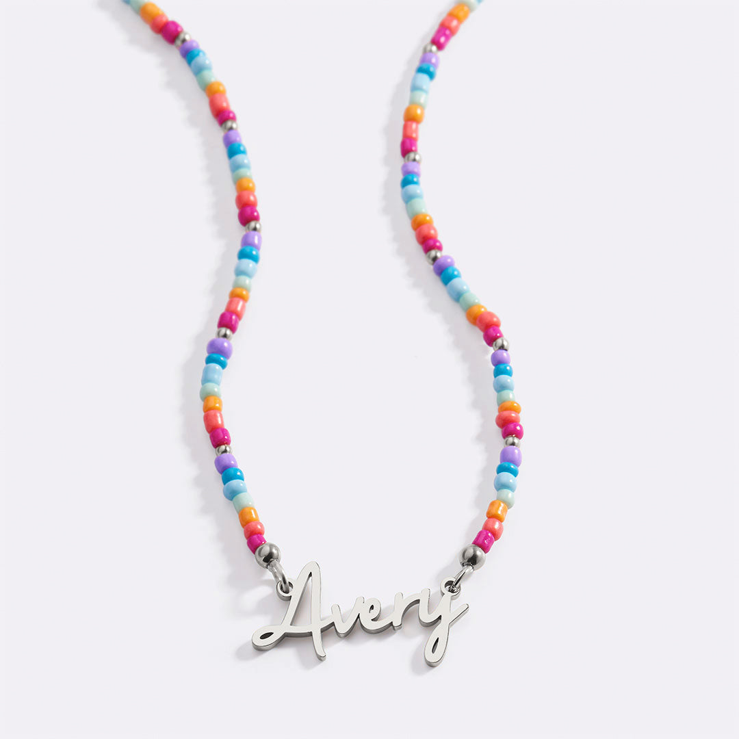 Beach Vibes Beaded Fairy Name Necklace