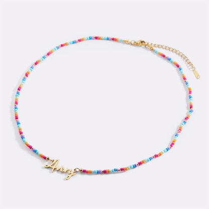 Beach Vibes Beaded Fairy Name Necklace