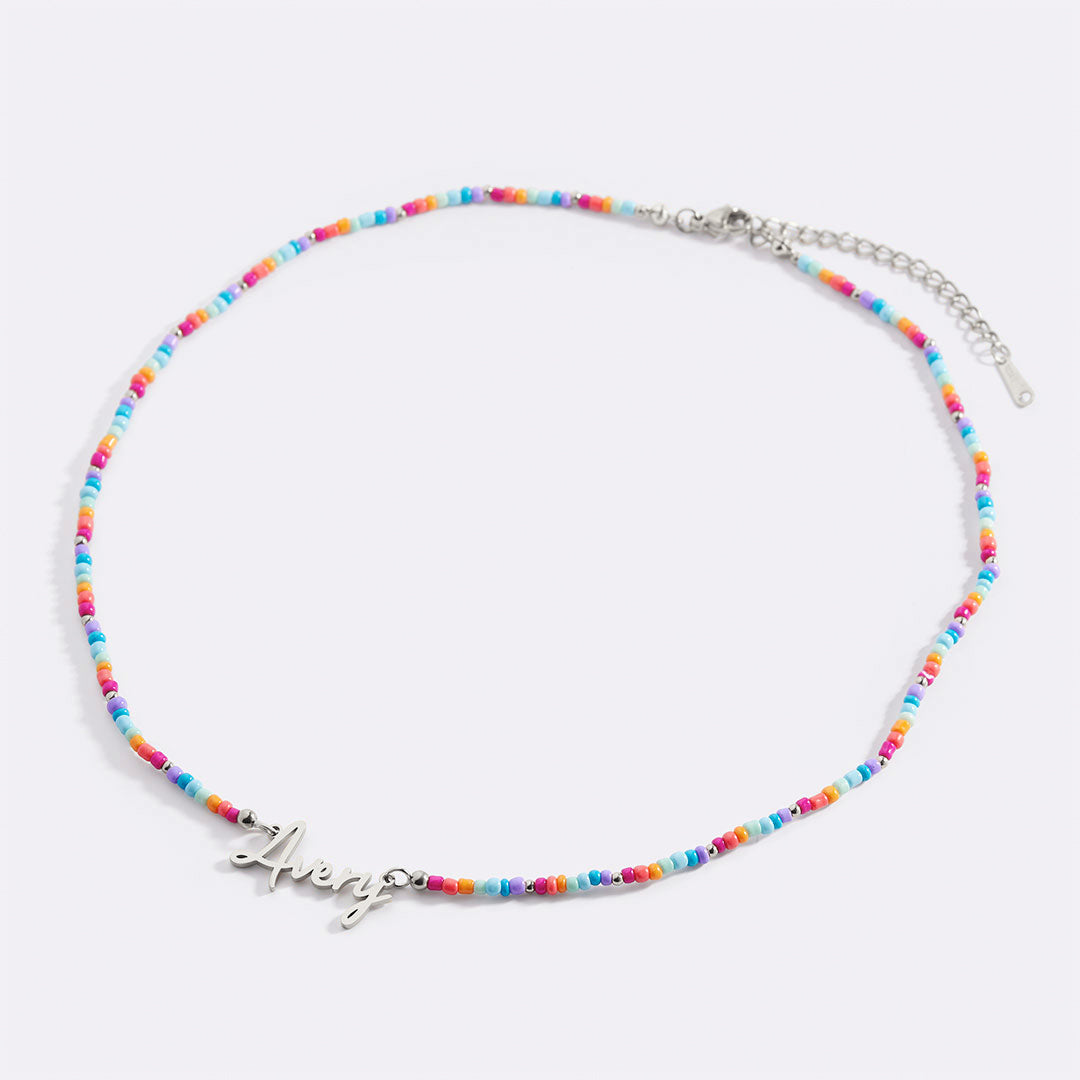 Beach Vibes Beaded Fairy Name Necklace